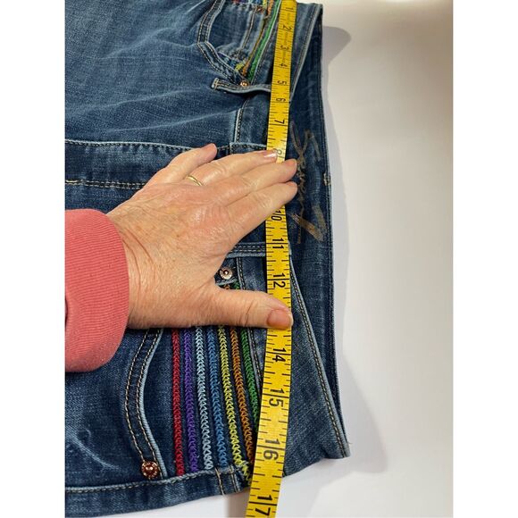 Seven7 size 12 High Rise Hollywood skinny raw hem. Embroidered. - Picture 9 of 10